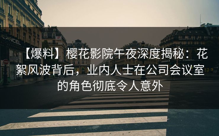 【爆料】樱花影院午夜深度揭秘：花絮风波背后，业内人士在公司会议室的角色彻底令人意外